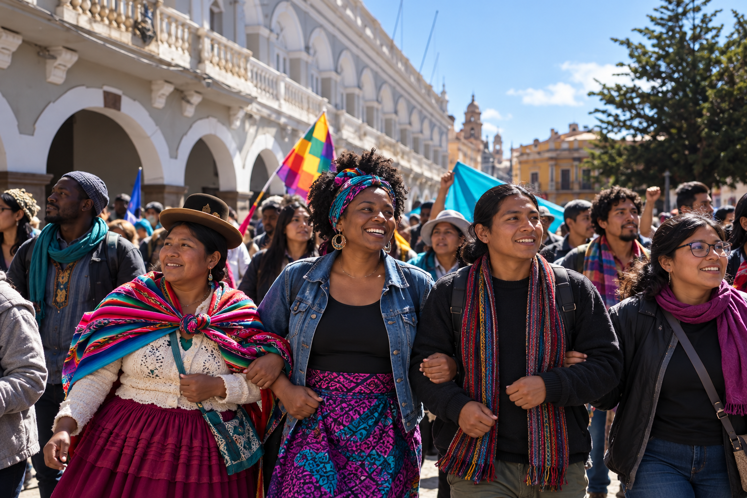 Imagen ilustrativa de una marcha pacífica por la igualdad y los derechos en La Paz